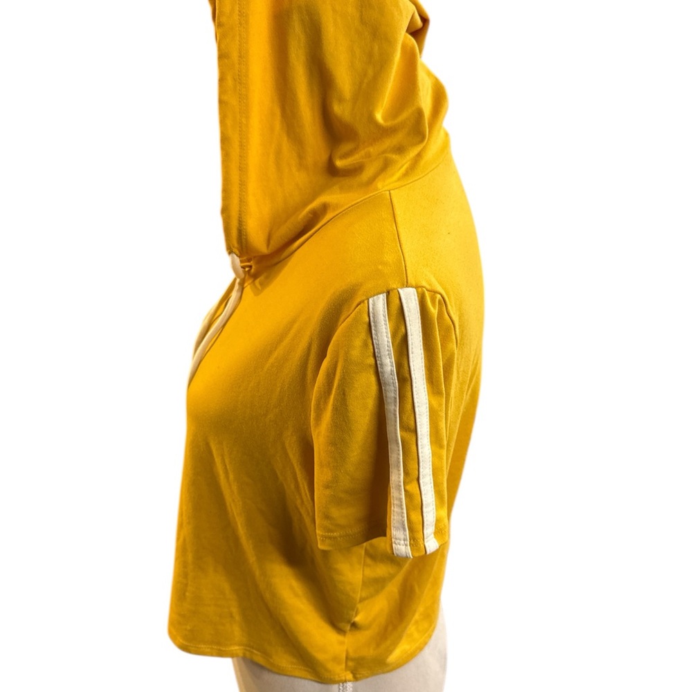 Charlotte Russe Mustard Yellow Cropped Hoodie with White Drawstring - Picture 2 of 5